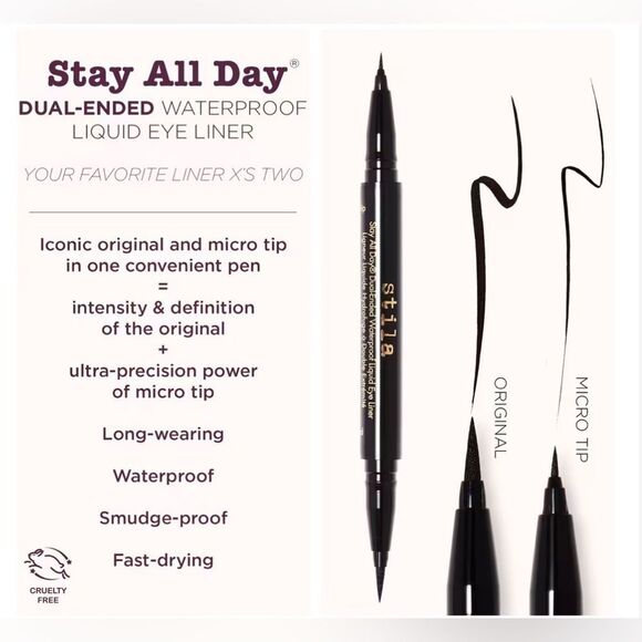 STILA- “Dark Brown” Stay All Day Dual-Ended Waterproof Liquid Eyeliner- NIB - Picture 1 of 8